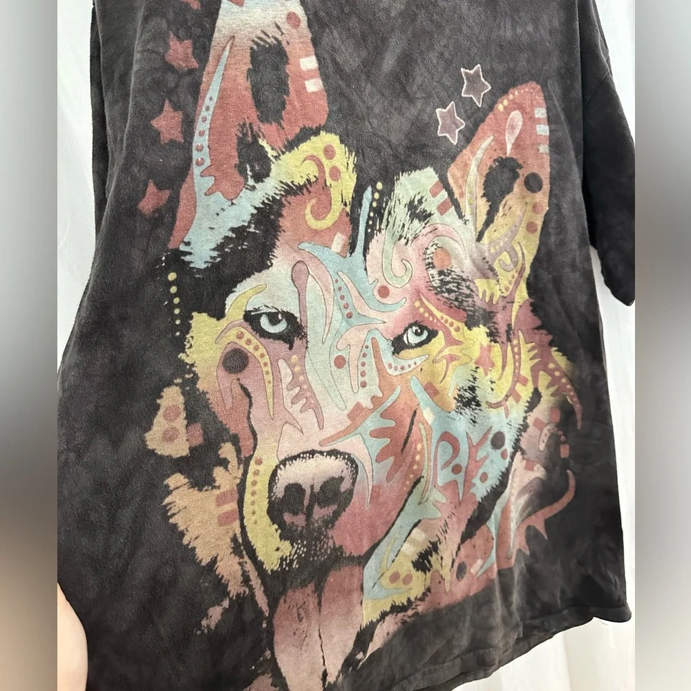 The Mountain Colorful Husky Dog Tie Dye T-Shirt Mens Size XL